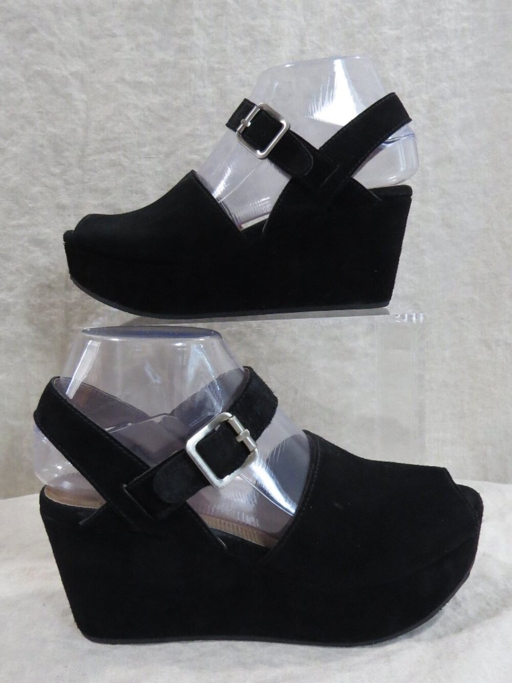 Chocolat Blu Wagga Suede Leather Platform Wedge SIZE 7 Black - Picture 12 of 12